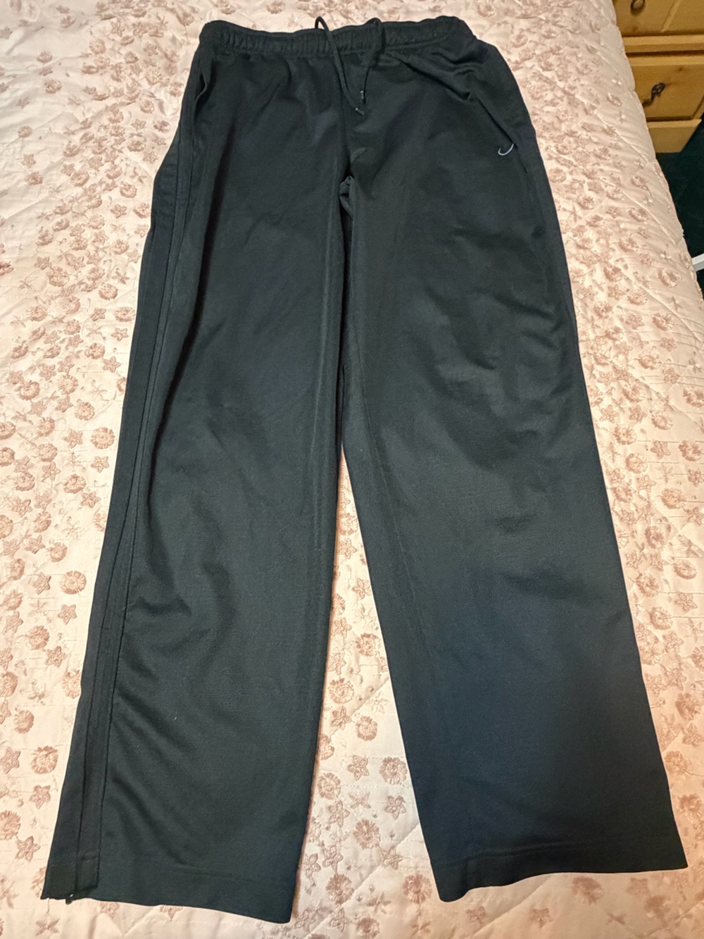 Nike Mens Black Dri-Fit Track Pants Zipper Leg Warm Up Joggers XL